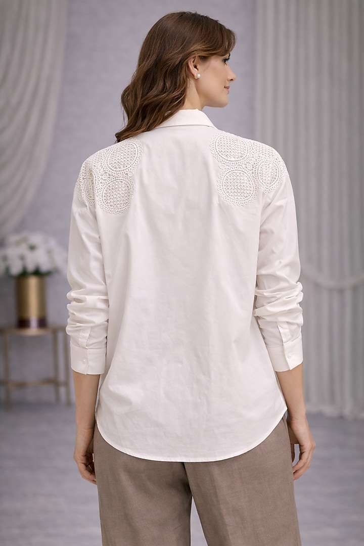 White Cotton Acetate Patchwork Shirt by PEHR ARORA at Pernia's Pop Up Shop
