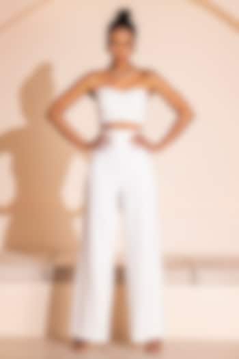 White Banana Crepe Sequins Embroidered Co-Ord Set by PEHR ARORA at Pernia's Pop Up Shop