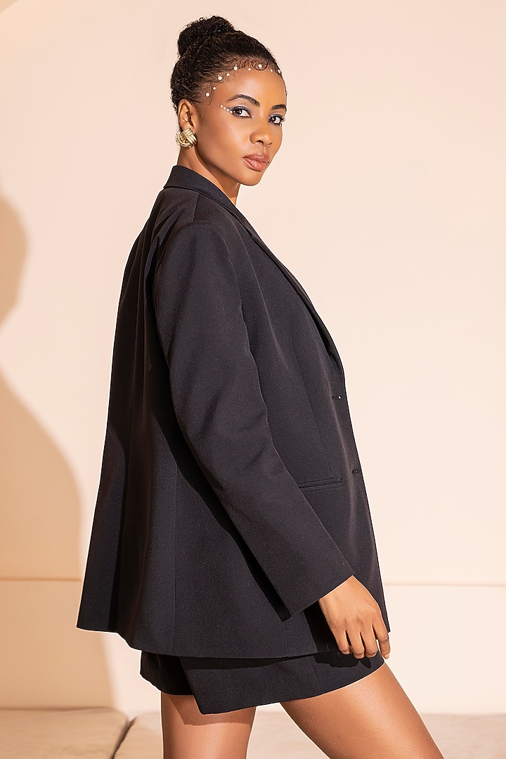 Black Knit Oversized Blazer Set by PEHR ARORA at Pernia's Pop Up Shop