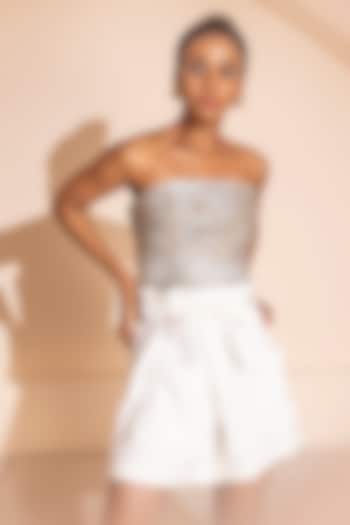 Sky Blue & Gold Brocade Corset by PEHR ARORA at Pernia's Pop Up Shop