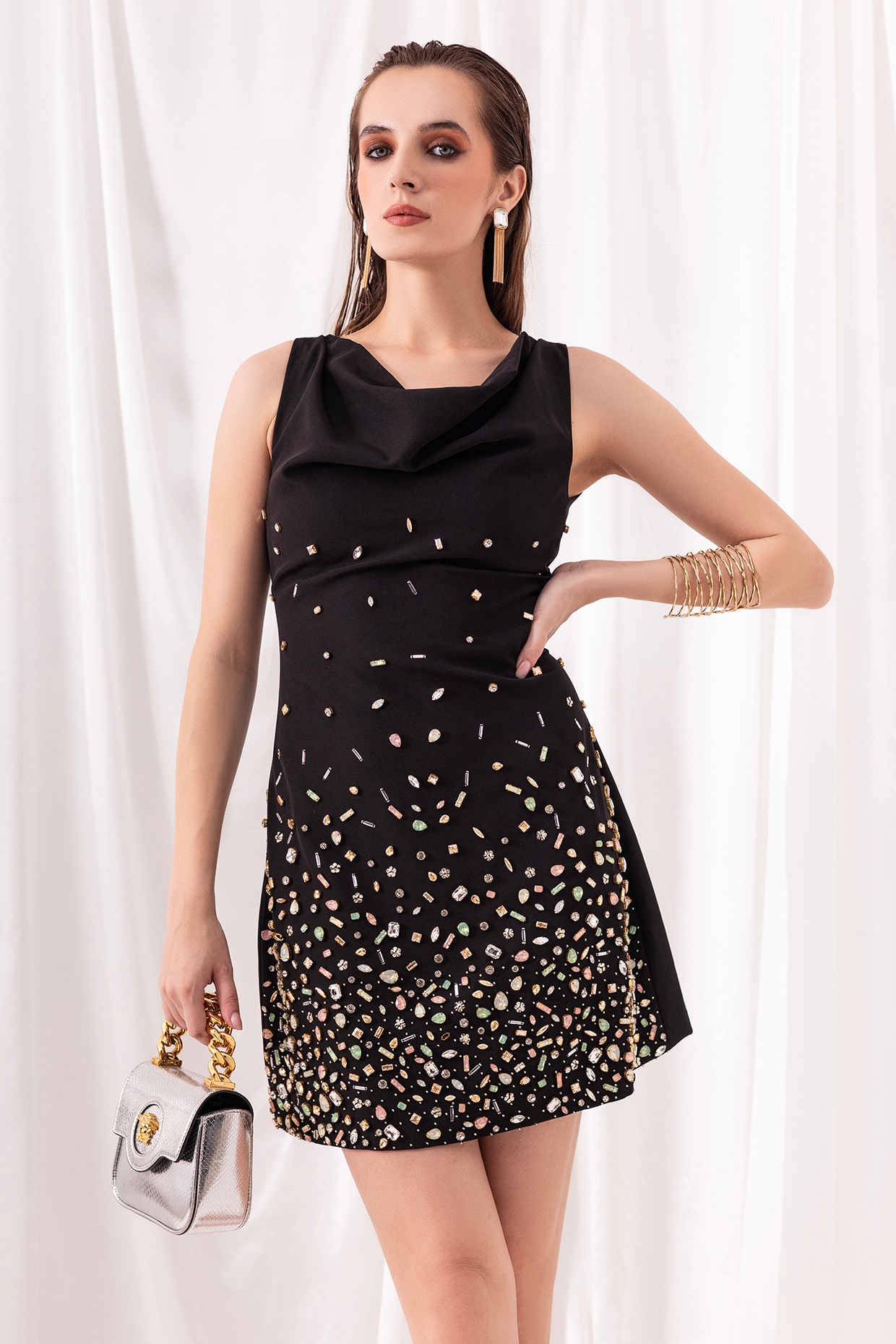 PEHR ARORA Black Banana Crepe Hand Embroidered Dress