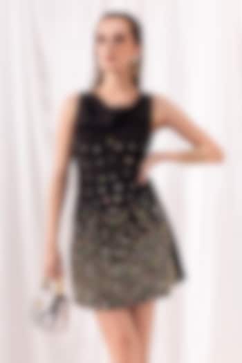 Black Banana Crepe Hand Embroidered Vacation Dress by PEHR ARORA at Pernia's Pop Up Shop