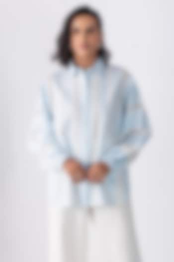 Sky Blue Cotton Patchwork Shirt by PEHR ARORA at Pernia's Pop Up Shop