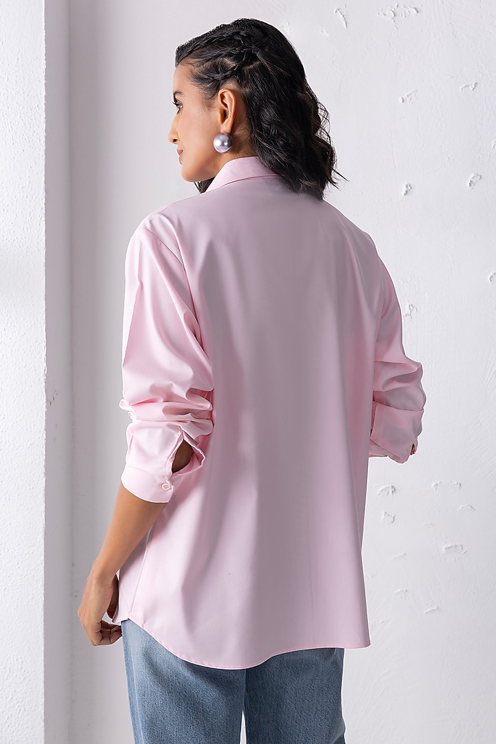 Baby Pink Cotton Motif Embroidered Shirt by PEHR ARORA at Pernia's Pop Up Shop