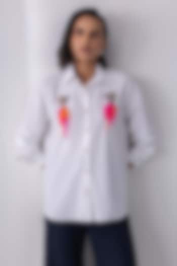 White Acetate Motif Hand Embroidered Shirt by PEHR ARORA at Pernia's Pop Up Shop