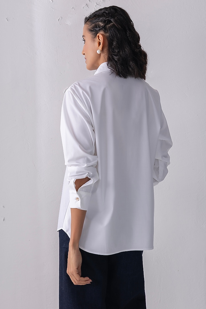 White Acetate Motif Hand Embroidered Shirt by PEHR ARORA at Pernia's Pop Up Shop