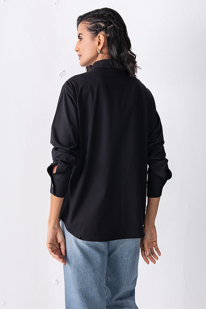 Black Acetate Motif Hand Embroidered Shirt by PEHR ARORA at Pernia's Pop Up Shop