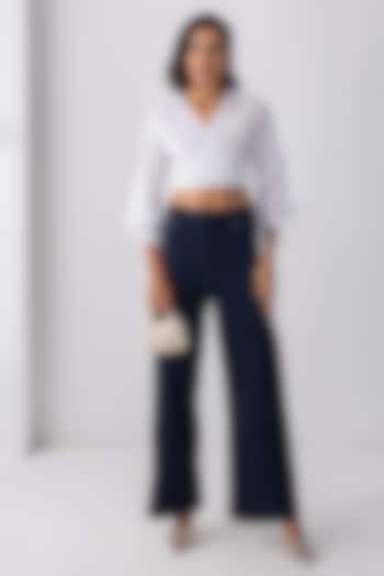White Acetate Feather Motif Shirt by PEHR ARORA at Pernia's Pop Up Shop