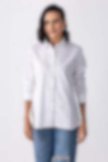 White Cotton Hand Embroidered Shirt by PEHR ARORA at Pernia's Pop Up Shop