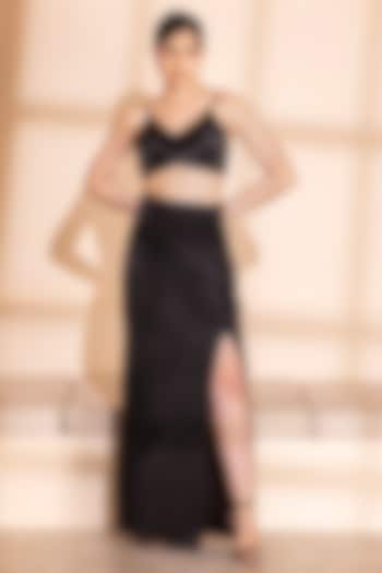 Black Crinkle Straight Skirt Set by PEHR ARORA at Pernia's Pop Up Shop