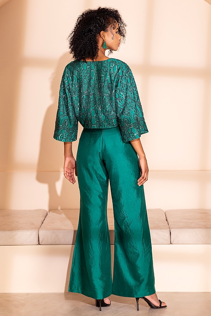 Emerald Green Silk Dupion Cape Set by PEHR ARORA at Pernia's Pop Up Shop
