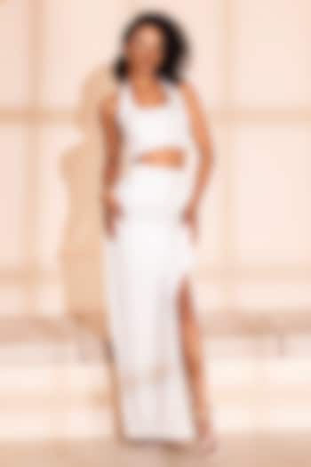 White Jacquard Straight Skirt Set by PEHR ARORA at Pernia's Pop Up Shop