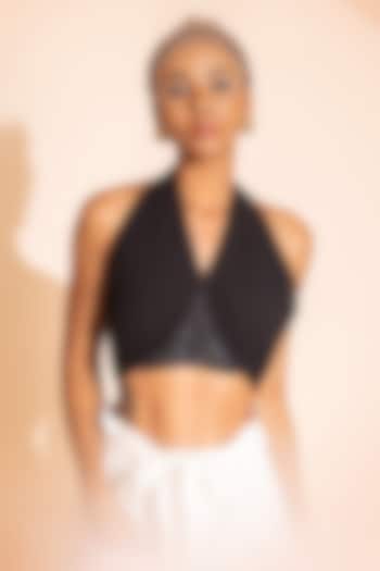 Black Georgette Backless Tie-Up Top by PEHR ARORA at Pernia's Pop Up Shop