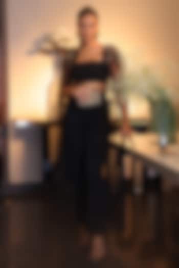 Black Net Sequins Embroidered Cape Set by PEHR ARORA at Pernia's Pop Up Shop