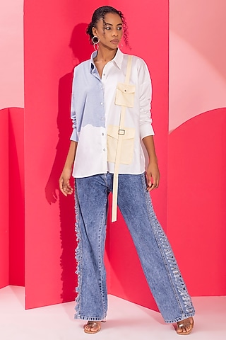 White Cotton & Knit Shirt by PEHR ARORA