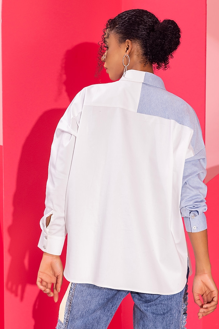 White Cotton & Knit Shirt by PEHR ARORA at Pernia's Pop Up Shop