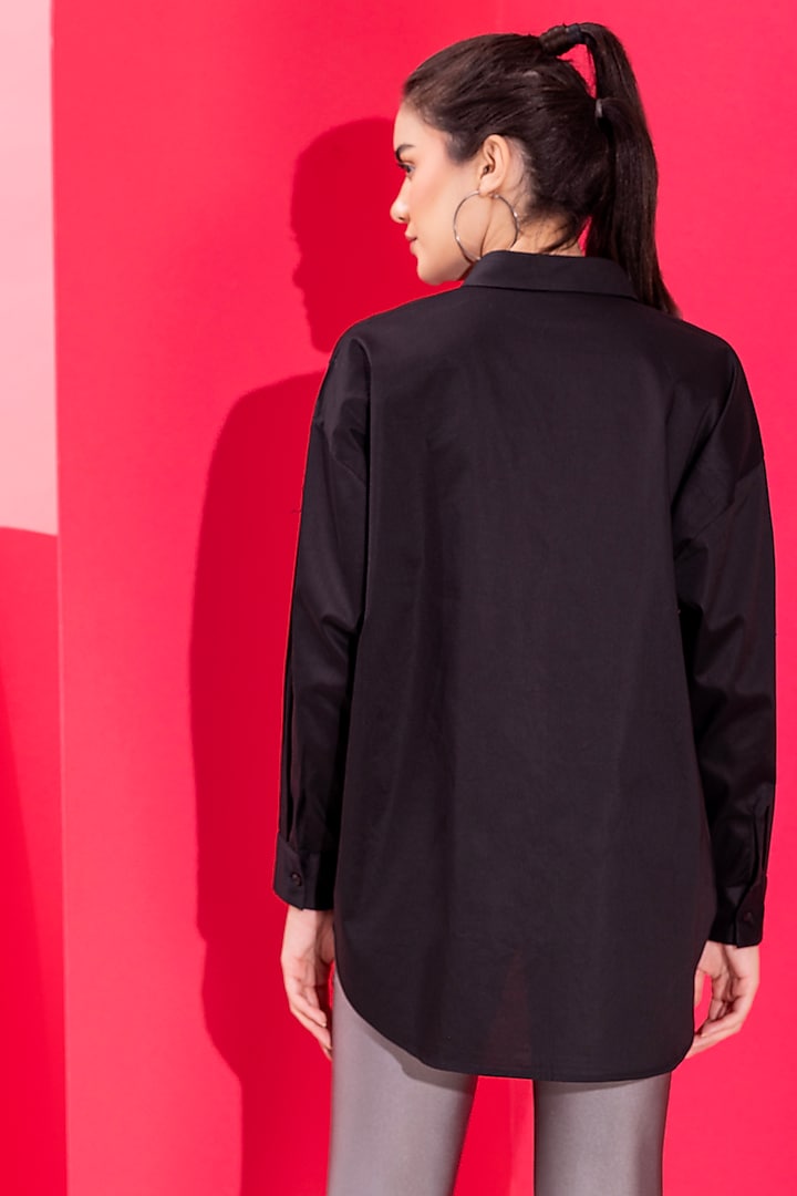 Black Cotton Embroidered Shirt by PEHR ARORA at Pernia's Pop Up Shop