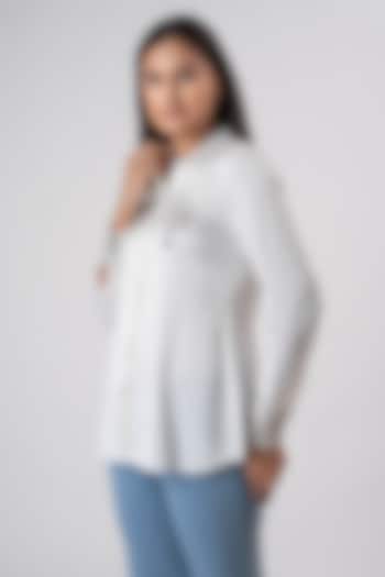 White Satin Embroidered Shirt by PEHR ARORA at Pernia's Pop Up Shop