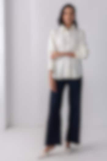 Cream Acetate Pearl Embroidered Shirt by PEHR ARORA at Pernia's Pop Up Shop