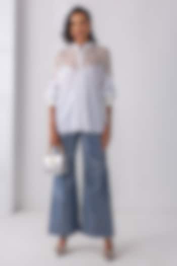 Cream Acetate Balloon Sleeves Shirt by PEHR ARORA at Pernia's Pop Up Shop