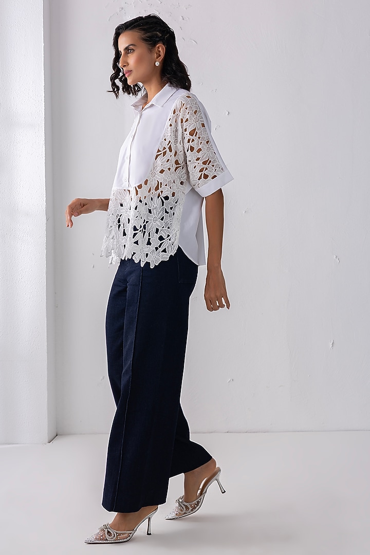 Cream Acetate Floral Embroidered Shirt by PEHR ARORA at Pernia's Pop Up Shop