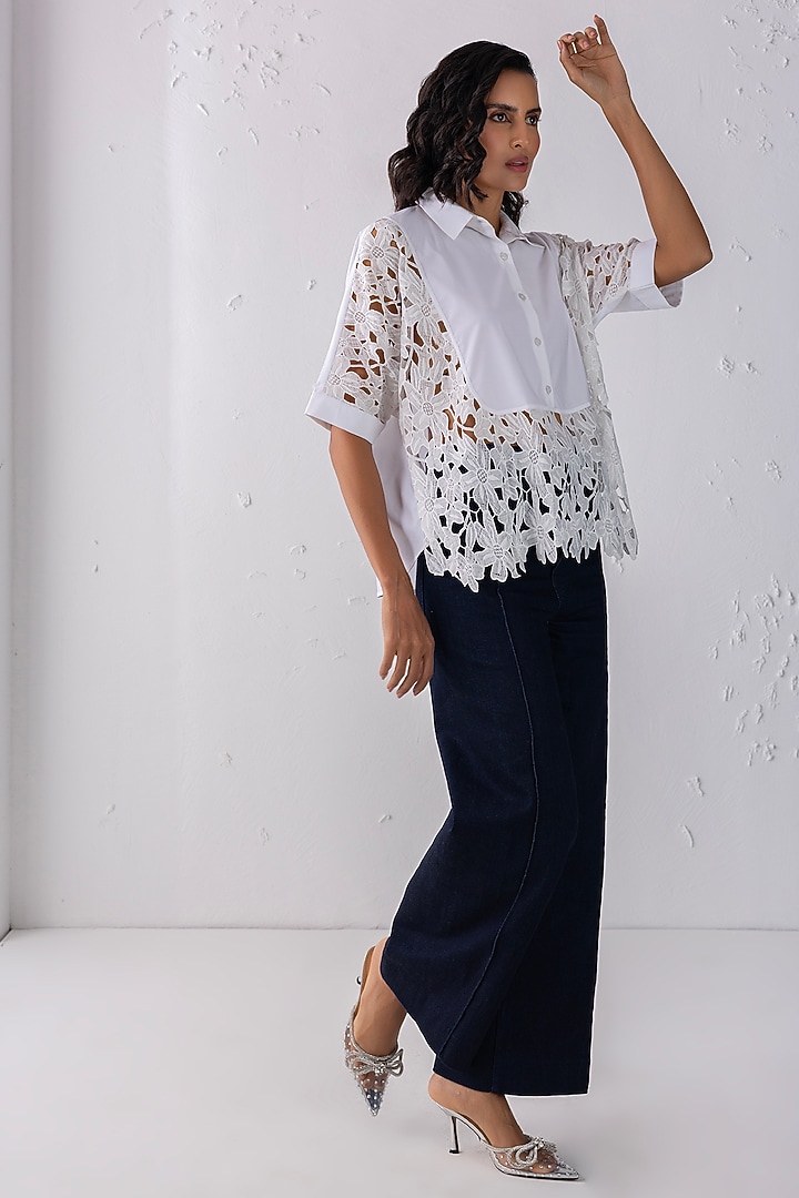 Cream Acetate Floral Embroidered Shirt by PEHR ARORA at Pernia's Pop Up Shop