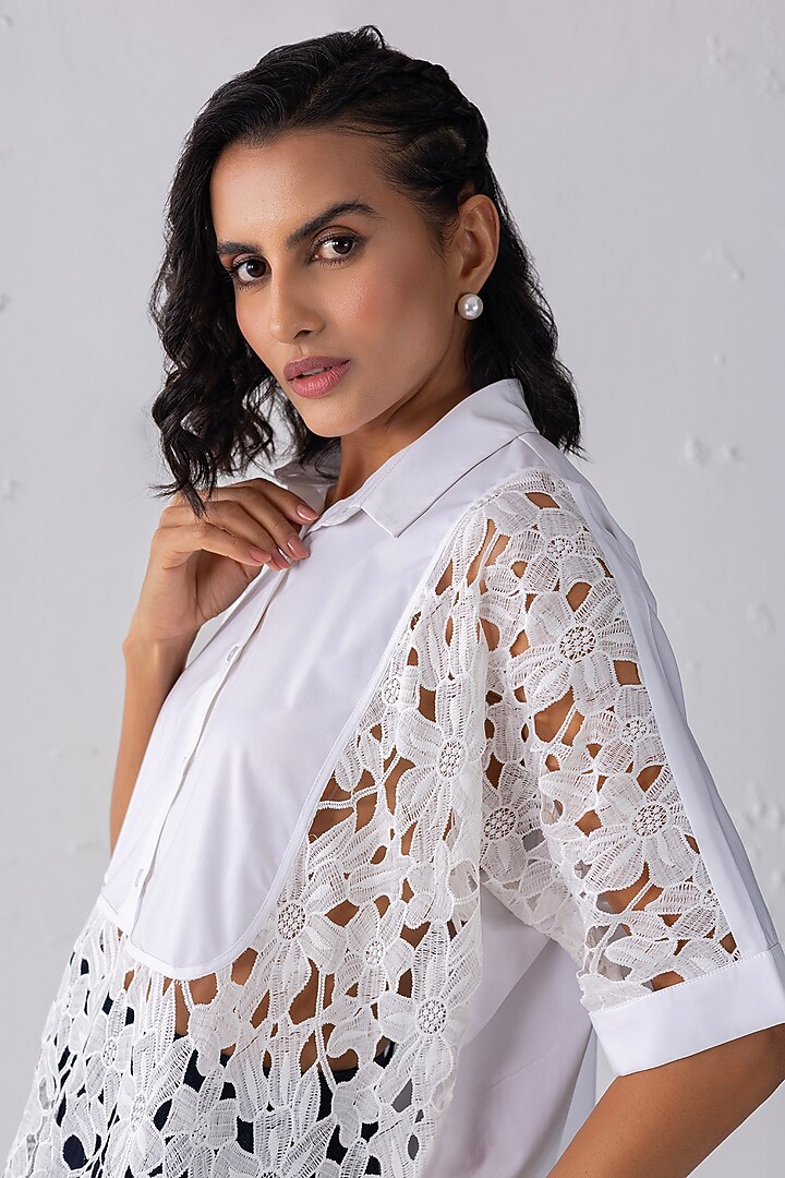 Cream Acetate Floral Embroidered Shirt by PEHR ARORA at Pernia's Pop Up Shop