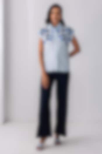 Sky Blue Cotton Hand Embroidered Shirt by PEHR ARORA at Pernia's Pop Up Shop