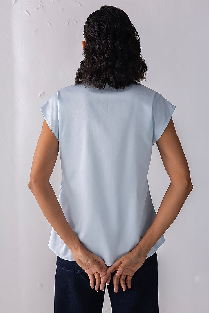 Sky Blue Cotton Hand Embroidered Shirt by PEHR ARORA at Pernia's Pop Up Shop