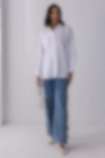 White Acetate Hand Embroidered Shirt by PEHR ARORA at Pernia's Pop Up Shop