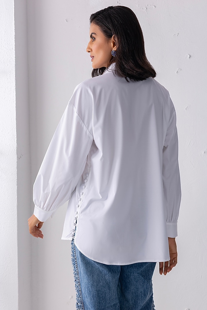 White Acetate Hand Embroidered Shirt by PEHR ARORA at Pernia's Pop Up Shop