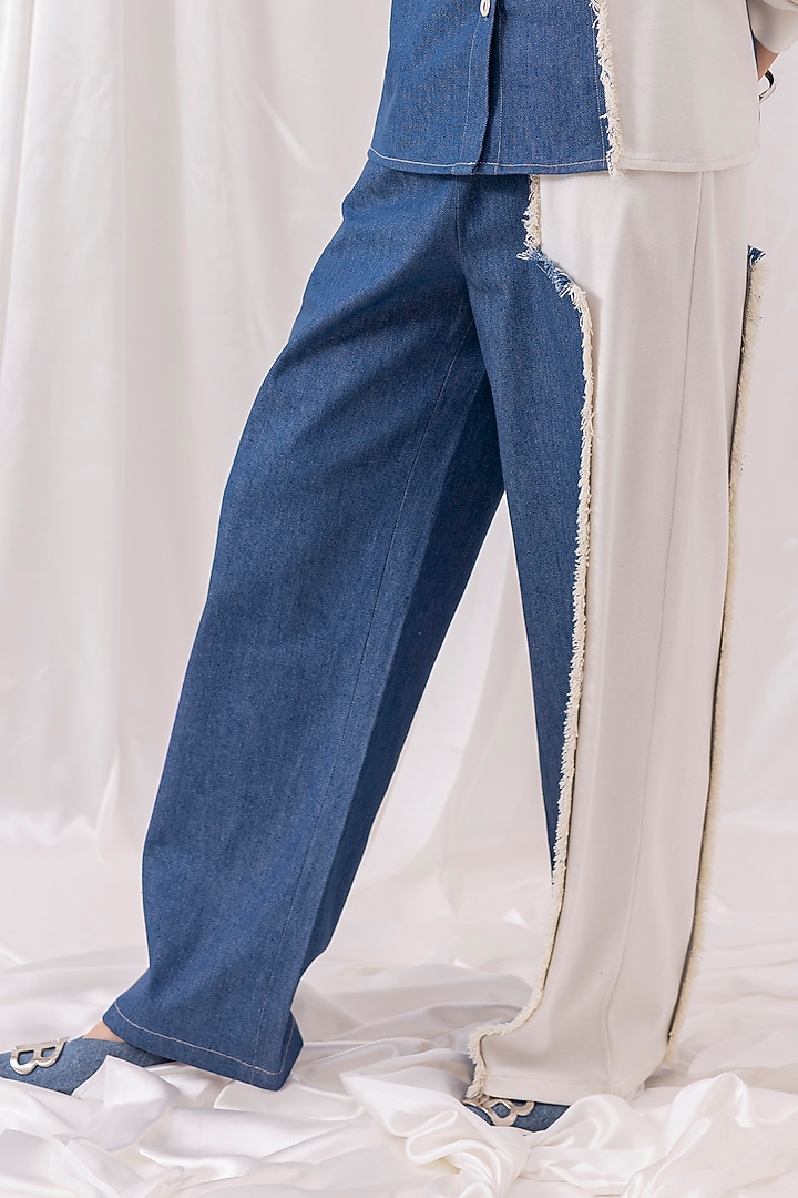 White & Blue Denim Patchwork Co-ord Set by PEHR ARORA at Pernia's Pop Up Shop