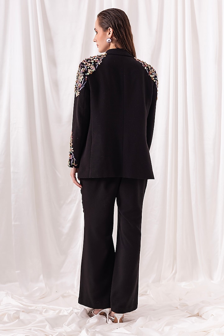 Black Banana Crepe Hand Embroidered Pant Set by PEHR ARORA at Pernia's Pop Up Shop