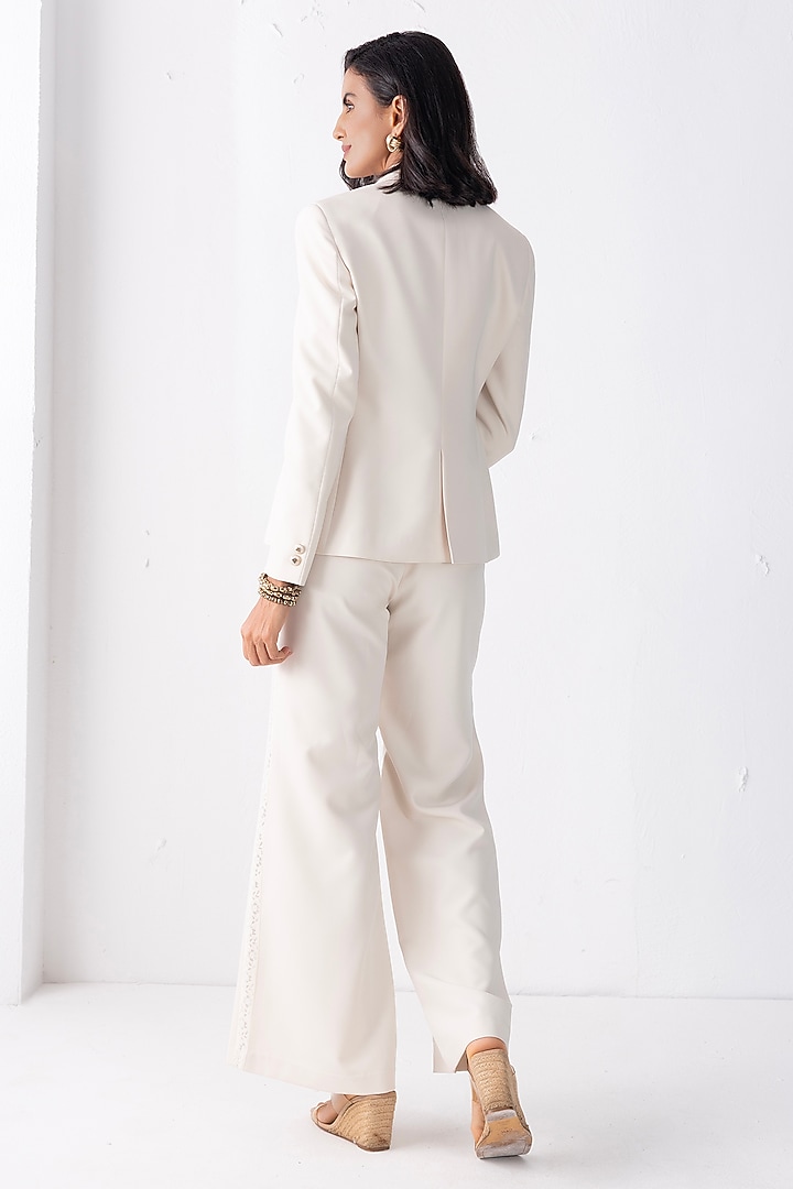 Cream Banana Crepe Blazer Set by PEHR ARORA at Pernia's Pop Up Shop