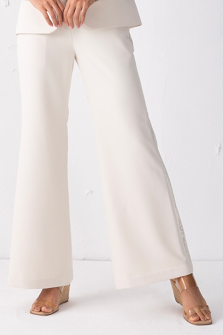 Cream Banana Crepe Blazer Set by PEHR ARORA at Pernia's Pop Up Shop