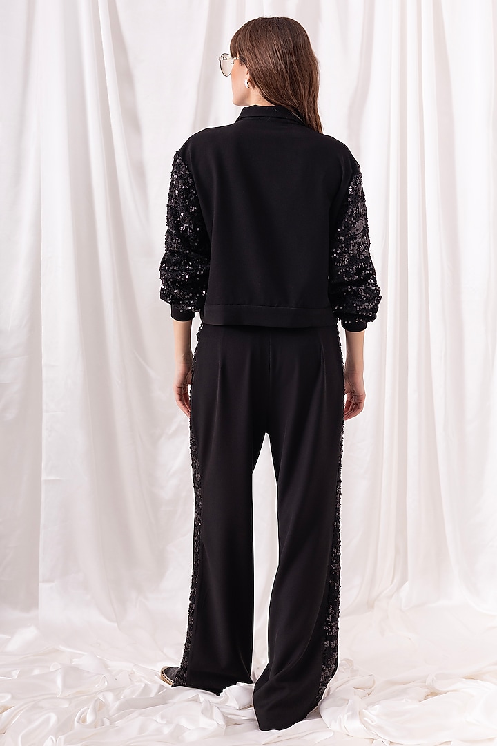 Black British Twill & Tweed Embroidered Co-ord Set by PEHR ARORA at Pernia's Pop Up Shop