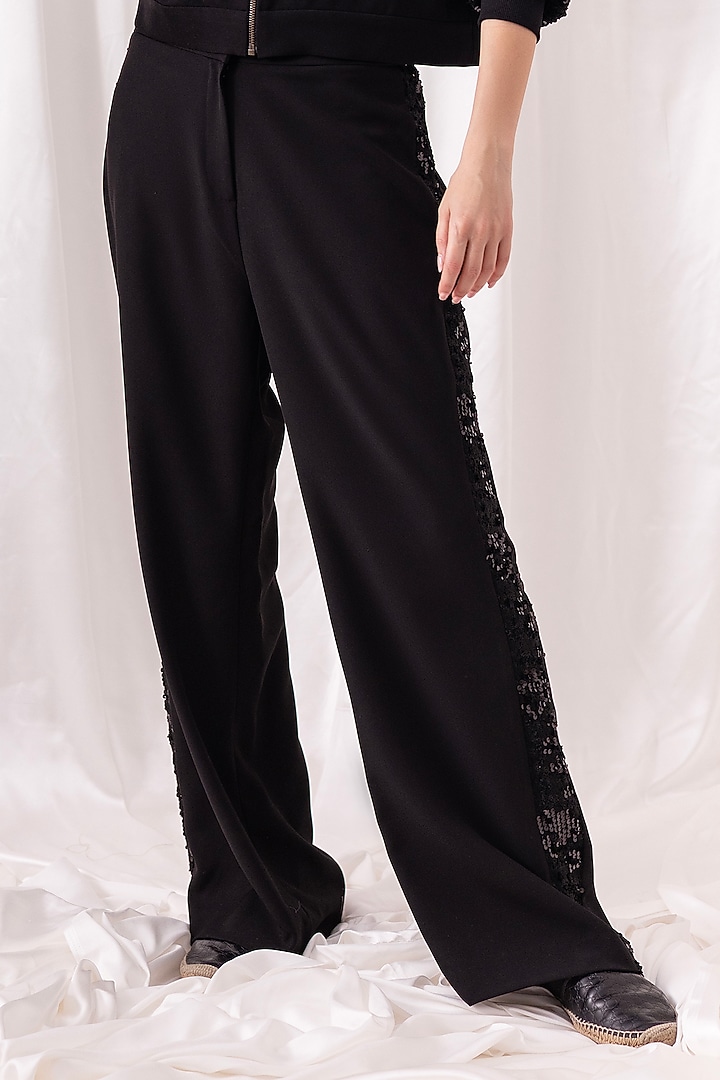 Black British Twill & Tweed Embroidered Co-ord Set by PEHR ARORA at Pernia's Pop Up Shop