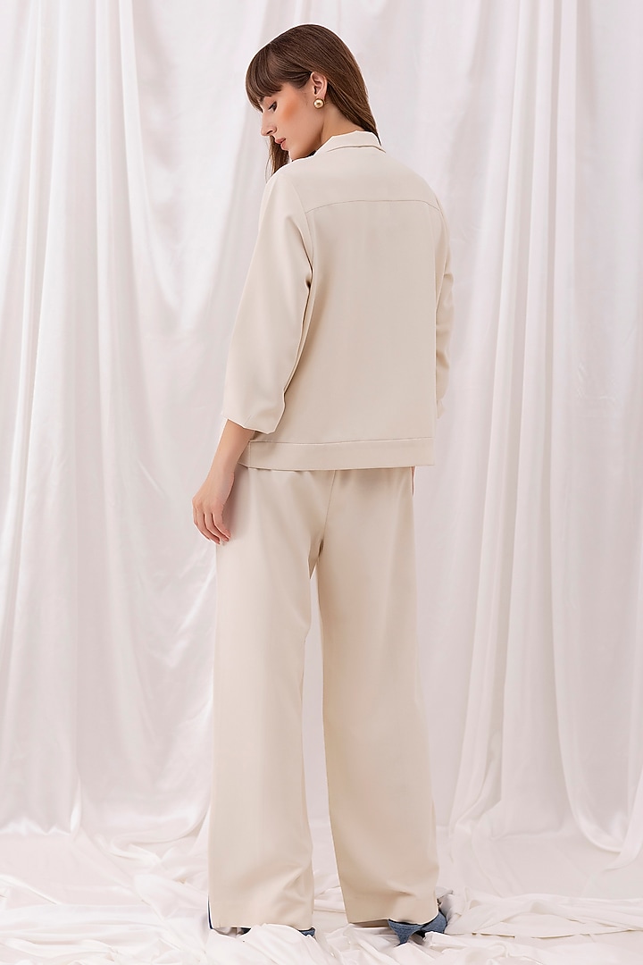 Cream Banana Crepe Panelled Co-ord Set by PEHR ARORA at Pernia's Pop Up Shop