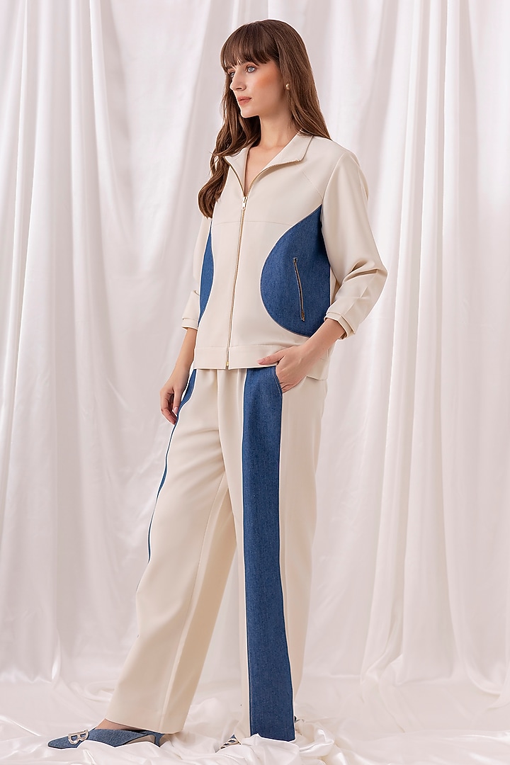 Cream Banana Crepe Panelled Co-ord Set by PEHR ARORA at Pernia's Pop Up Shop