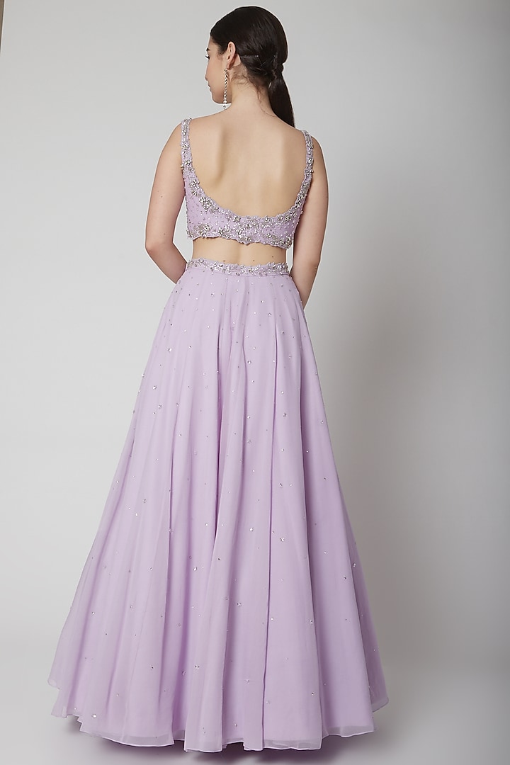 Lavender Embroidered Wedding Lehenga Set by Pooja Peshoria at Pernia's Pop Up Shop