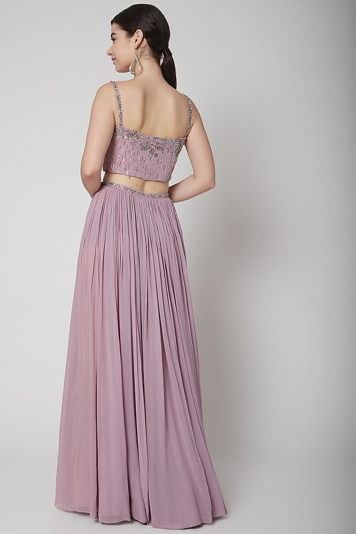Mauve Embroidered Wedding Lehenga Set by Pooja Peshoria at Pernia's Pop Up Shop