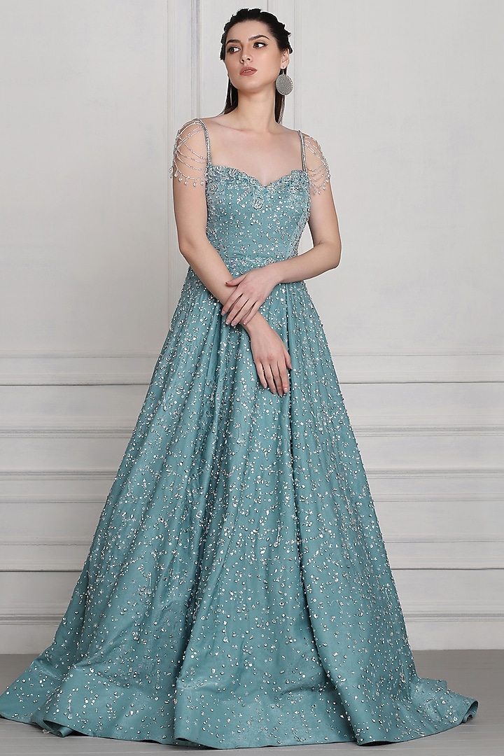 Sea Green Embroidered Gown by Pooja Peshoria at Pernia's Pop Up Shop 2026 Sea Green Embroidered Gown by Pooja Peshoria at Pernia's Pop Up Shop 2026