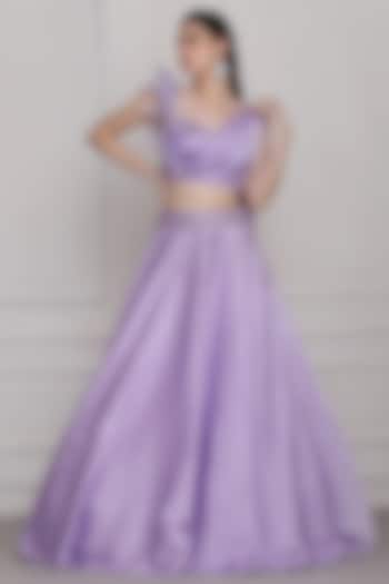 Lavender Hand Embroidered Skirt Set by Pooja Peshoria at Pernia's Pop Up Shop