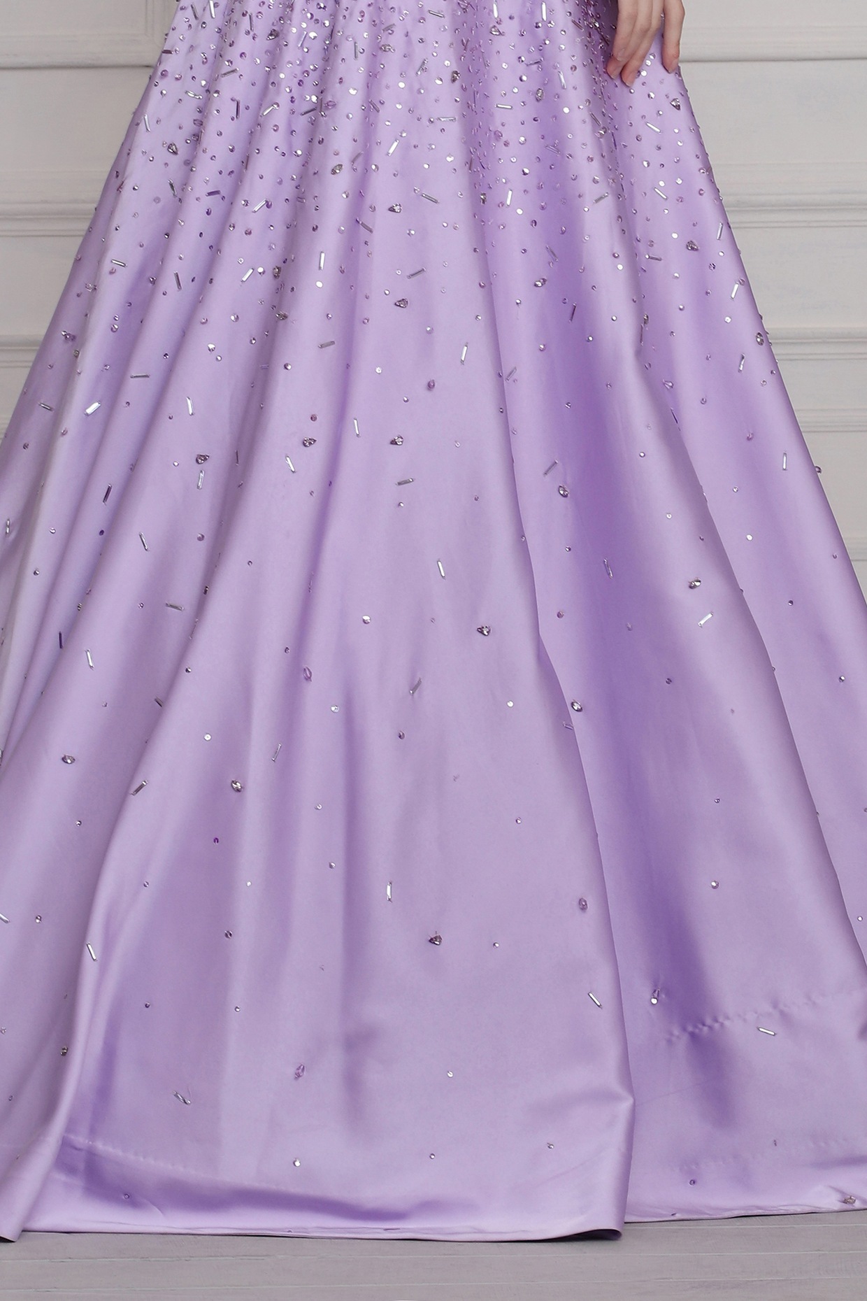 Lavender Hand Embroidered Skirt Set by Pooja Peshoria at