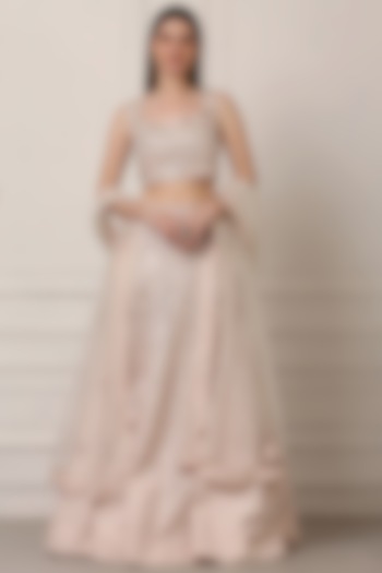 Light Pink Embroidered Bridal Lehenga Set by Pooja Peshoria at Pernia's Pop Up Shop
