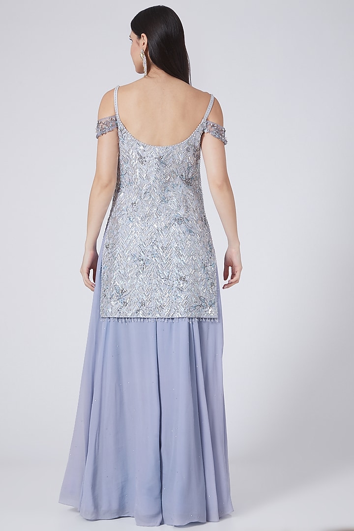 Lilac Silk Habutai Bridal Sharara Set by Pooja Peshoria at Pernia's Pop Up Shop