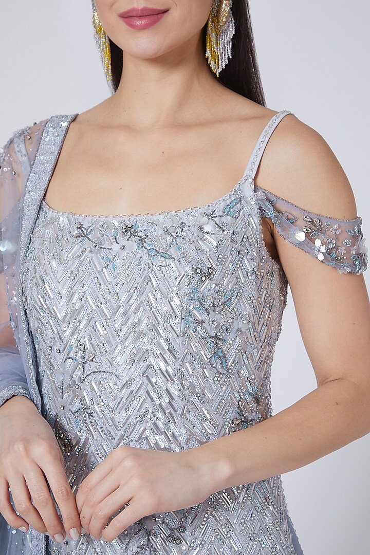 Lilac Silk Habutai Bridal Sharara Set by Pooja Peshoria at Pernia's Pop Up Shop