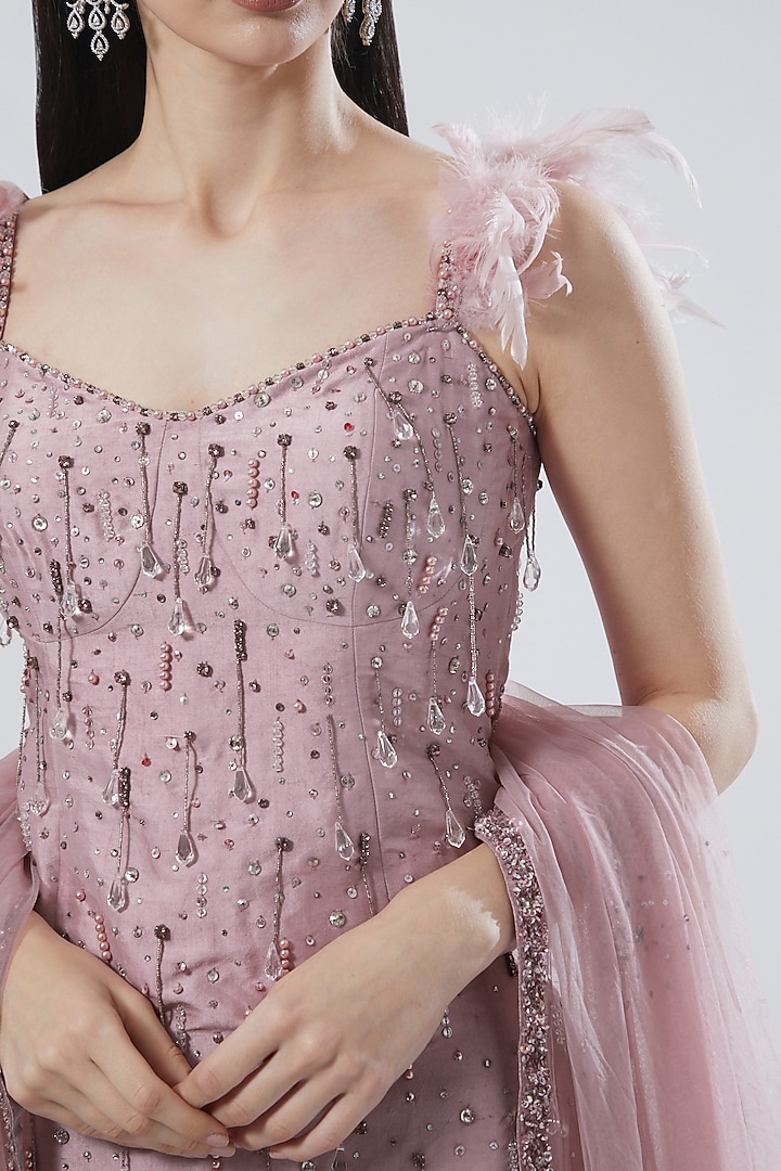 Mauve Crepe Bridal Sharara Set by Pooja Peshoria at Pernia's Pop Up Shop