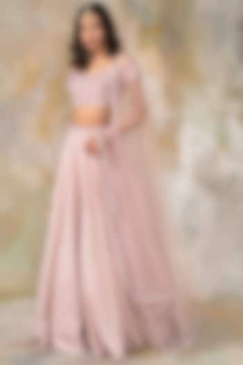 Pink Hand Embroidered Wedding Lehenga Set by Pooja Peshoria at Pernia's Pop Up Shop