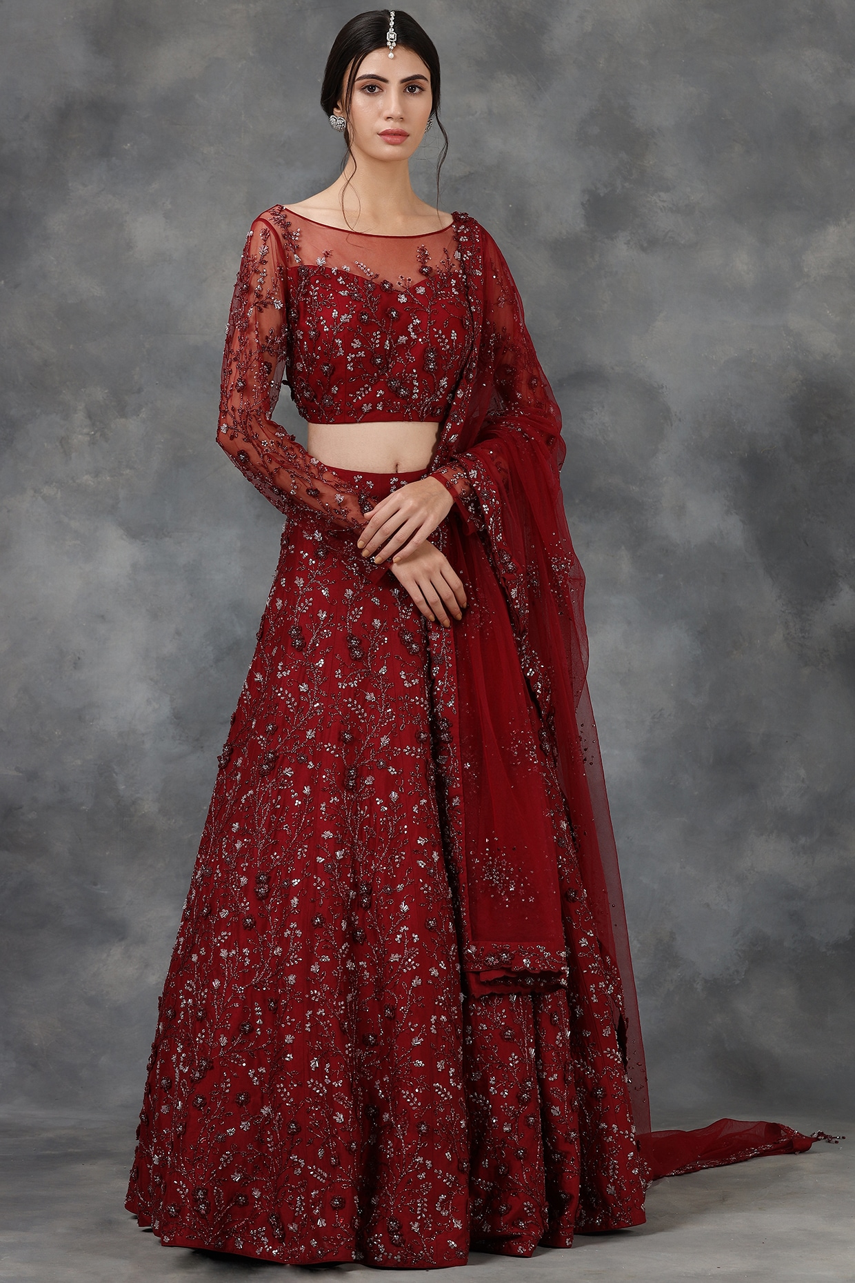 Buy Bebo Red Sequin Lehenga Set for Women Online @ Tata CLiQ Luxury